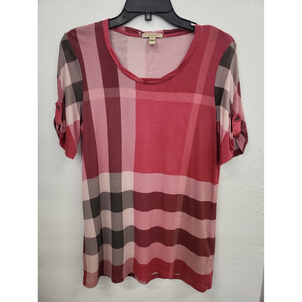 Burberry Brit Pink Plaid Modal T-Shirt, Medium